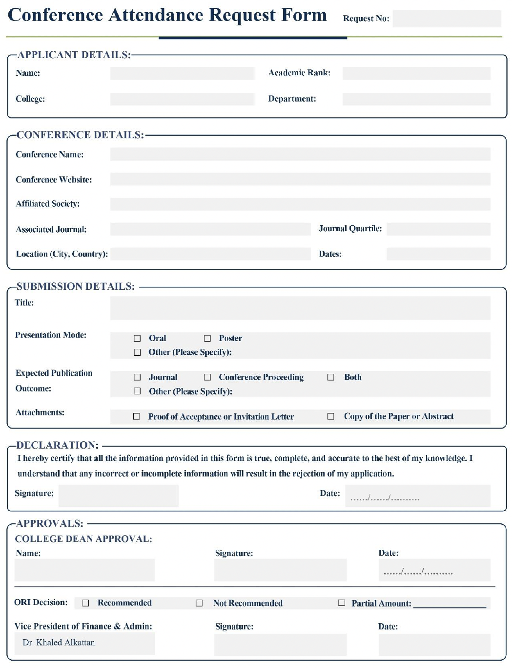 Attendence Request Form