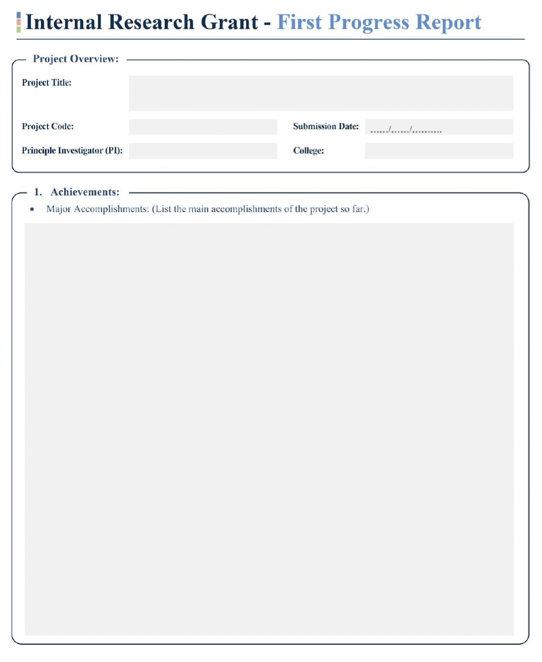 Internal Research Grant Form